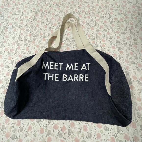 "MEET ME AT THE BARRE" Workout bag -Dark blue denim color- does NOT fit yoga mat - Picture 2 of 9